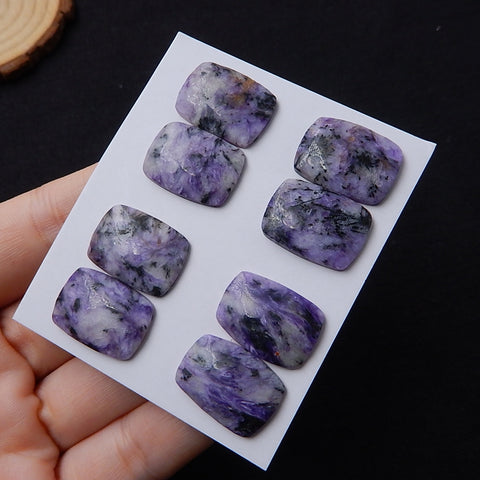 New Arrival 4 Pairs Beautiful Charoite cabochons, 18x13x4mm, 18x13x3mm, 12.6g - MyGemGarden