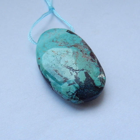 Natural Turquoise Gemstone Pendant Bead, 37x22x8mm, 10.4g - MyGemGarden