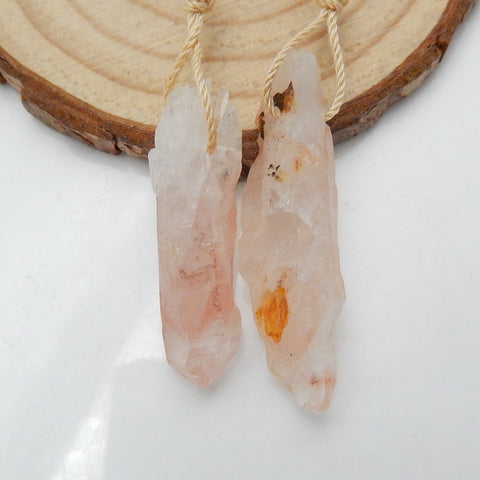 Drusy Earrings,Crystal, Selling 2 Pcs Quartz Gemstone Earrings Pair , 37x10x10mm, 6.8g - MyGemGarden