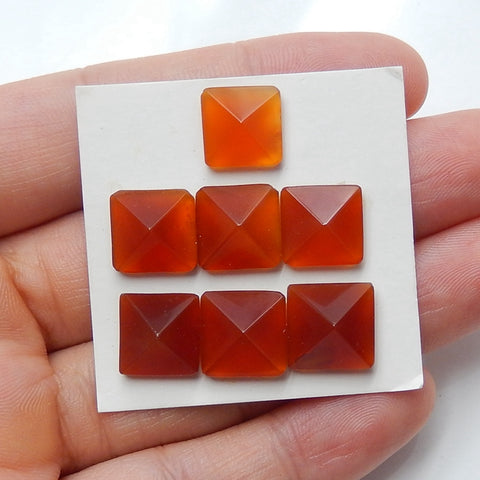 7 pcs Red Agate Gemstone Cabochons, 10x6mm, 6.12g - MyGemGarden