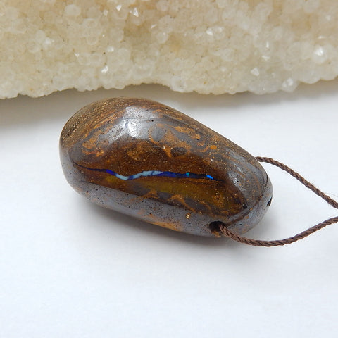 New, Natural Boulder opal Drilled Gemstone Pendant Bead, 34x19x18mm, 17.5g - MyGemGarden