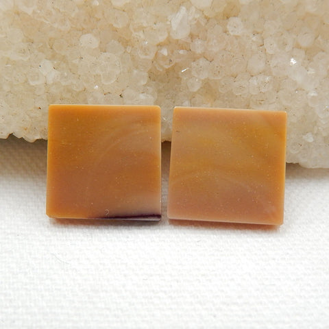 Square Brown Mookaite Jasper Gemstone Cabochon Pair, 16x16x2.5mm, 3.3g - MyGemGarden