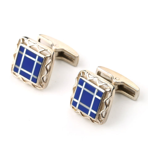 New Design Lapis Lazuli M.O.P Silver cufflinks, 14x3mm 40.5ct - MyGemGarden