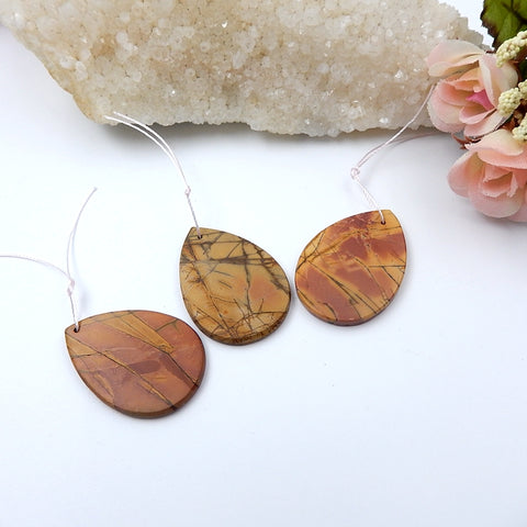 3 Pcs Multi-Color Picasso Jasper Pendant Beads Set, 36x25x3mm, 15.5g - MyGemGarden