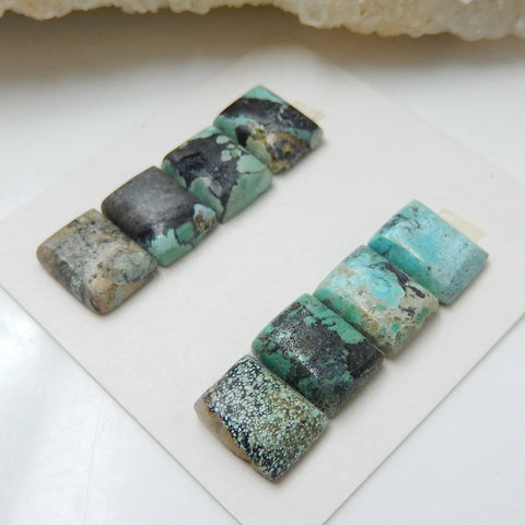 8 PCS Natural Rectangle Turquoise Flatback Gemstone Cabochons, 9x6x3mm, 2.8g - MyGemGarden