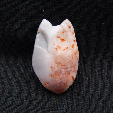 New! Handmade Carved Pink Agate Wolf Head Pendant Bead, 35x22x15mm, 11.8g - MyGemGarden