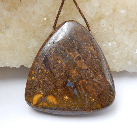 Natural Boulder opal Drilled Gemstone Pendant Bead, 35x33x8mm, 14.8g - MyGemGarden