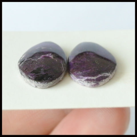 Natural Amethyst Gemstone Cabochon Pair, 22x13x3mm, 3.2g - MyGemGarden