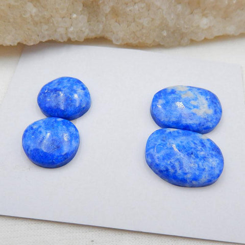 2 Pair Natural Lapis Lazuli Flatback Gemstone Cabochons, 14x13x4mm, 19x15x4mm, 8g