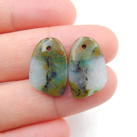 Blue Opal Earrings Stone Pair, stone for earrings making, 17x11x3mm, 2g