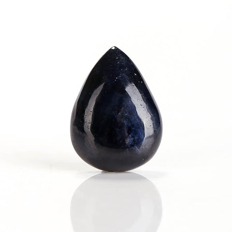 Polished Flat Back Pear Dark Blue Sapphire Cabochon, 15x11x4mm, 6.89ct - MyGemGarden