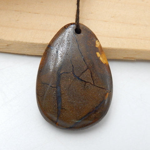 New, Natural Boulder opal Drilled Gemstone Pendant Bead, 40x29x9mm, 18g - MyGemGarden