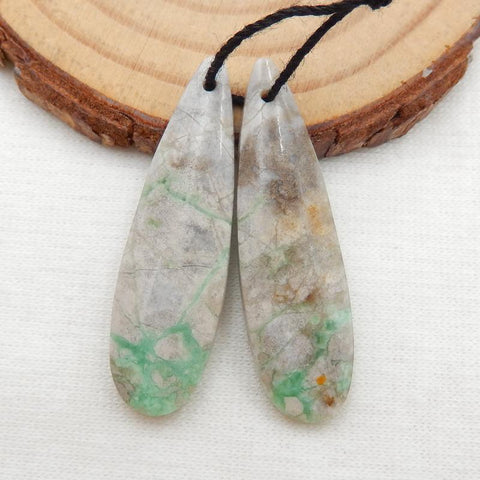 Variscite Teardrop Earrings Stone Pair For Earrings Making, 35x10x4mm, 4.8g