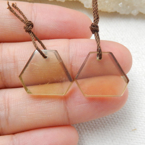 Natural Yellow Quartz Earrings Stone Pair, Stone For Earrings Making, 17x14x3mm, 3g - MyGemGarden