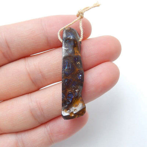 Natural Boulder opal Drilled Gemstone Pendant Bead, 39x10x6mm, 4.0g - MyGemGarden