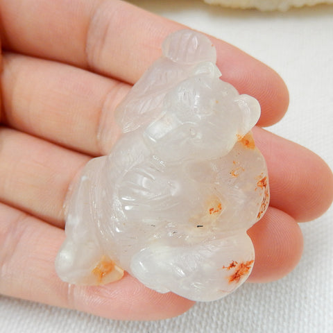 Handmade Carved Agate Gemstone bear Gemstone Cabochons, 48x33x17mm, 25.2g - MyGemGarden