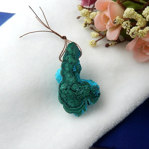 Natural Malachite Pendant 47x27x19mm, 25.6g - MyGemGarden