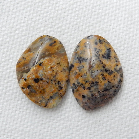 Natural petrified wood opal Gemstone Cabochon Pair, 20x14x5mm, 3.4g - MyGemGarden