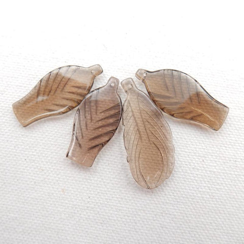 Sale 4 Pcs Smoky Quartz Gemstone Pendants Set, 30x14x4mm, 35x15x4mm, 12.3g