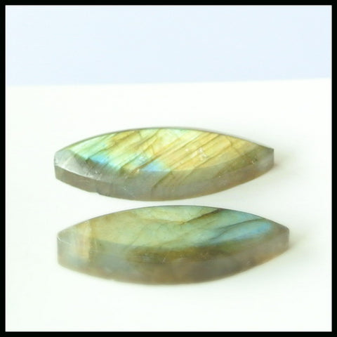 Natural Labradorite Gemstone Cabochon Pair 25x9x4mm,3.8g - MyGemGarden