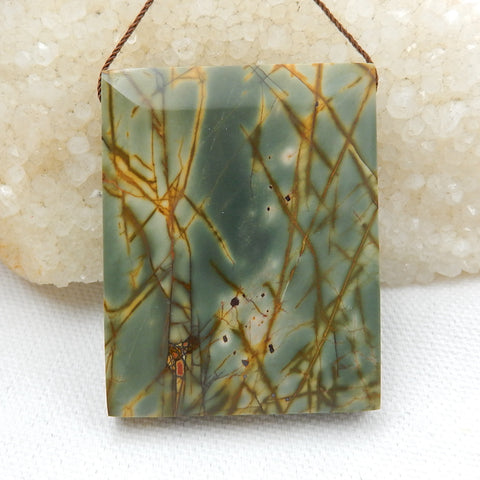 New, Carved Gemstone Multi-Color Picasso jasper Pendant , 51x41x11mm, 48.5g - MyGemGarden