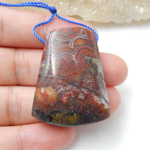 Natural Crazy Lace Agate Pendant Bead, 35x27x9mm, 15.3g - MyGemGarden