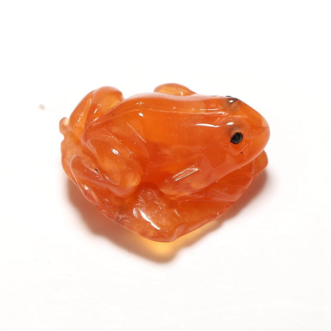 Hot !! Natural Red Agate Carved Frog Cabochon, 26x22x12mm, 7.6g - MyGemGarden