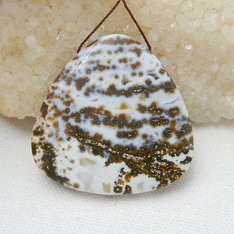 Natural Ocean Jasper Drilled Gemstone Pendant Bead, 45x45x8mm, 27.9g - MyGemGarden