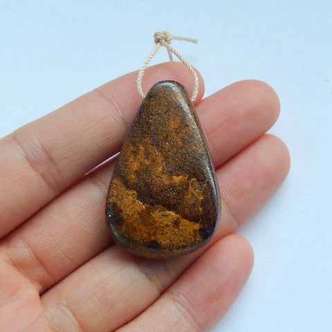 Natural Boulder opal Drilled Gemstone Pendant Bead, 37x24x11mm, 12.3g - MyGemGarden