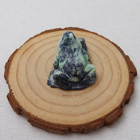 Natural Stone Green Tuquoise Carved Frog Amimal Cabochon, 32x25x19mm, 9.8g - MyGemGarden