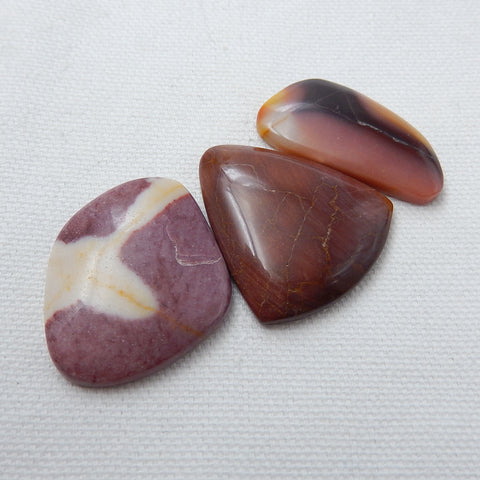 Sale 3Pcs Mookaite Jasper Gemstone Cabochon, 34x17x6mm, 33x30x6mm, 20.3g - MyGemGarden