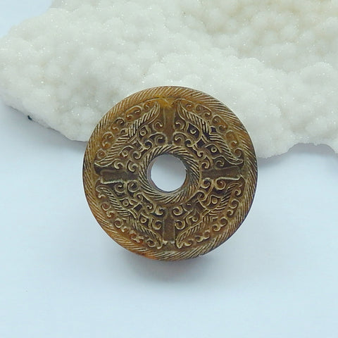 Carved Nephrite Jade Pendant Beads, 56x13mm, 73.8g - MyGemGarden