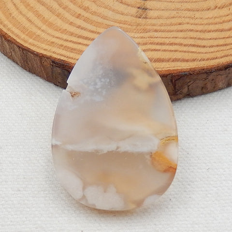 New Arrival Natural Sakura Agate teardrop Cabochon, 45x30x9mm, 17.9g - MyGemGarden