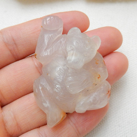 Handmade Carved Agate Gemstone bear Gemstone Cabochons, 48x33x17mm, 25.2g - MyGemGarden