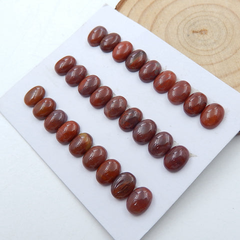 27 Pcs oval cut Wood Fossil Cabochons 8x6x3mm, 7g - MyGemGarden