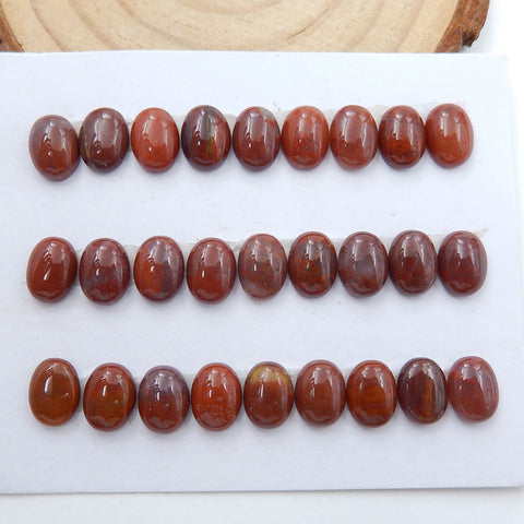 27 Pcs oval cut Wood Fossil Cabochons 8x6x3mm, 7g - MyGemGarden