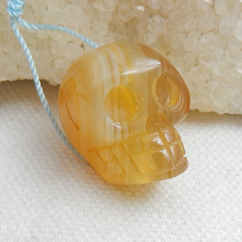 Natural Red agate Carving Skull Pendant, 21x18x16mm, 8.8g - MyGemGarden