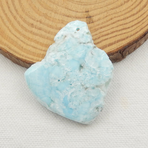 Nugget Larimar Gemstone Pendant, Raw Larimar Pendant, 48x41x7mm, 16.7g