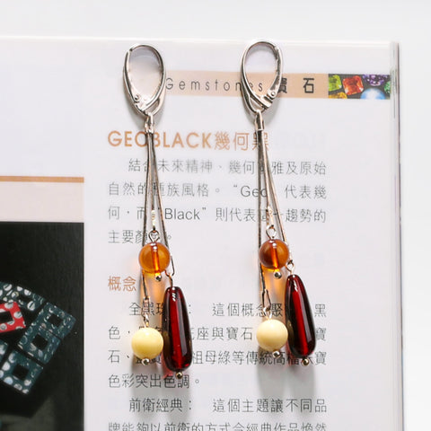 2018 New Design Hot Sale 925 Silver with Natural Amber Gemstone Earrings 5.3g - MyGemGarden