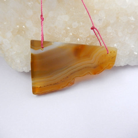 Agate Gemstone Natural Pendant Bead, 40x27x4mm, 8.4g - MyGemGarden