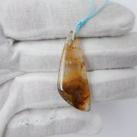 Gold Rutilated Quartz Gemstone Natural Pendant Bead, 38x15x5mm, 3.7g - MyGemGarden