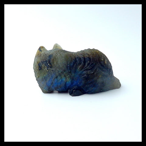 Labradorite Carved Cat, 59x33x22mm, 70g - MyGemGarden