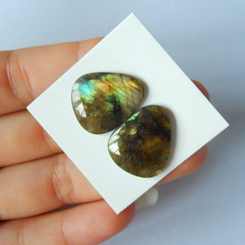 Natural Labradorite Cabochon Pair 20x17x4mm,4g - MyGemGarden