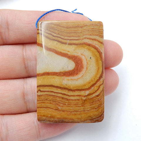 Natural Us Biggs Jasper Drilled Rectangle Gemstone Pendant Bead, 43x28x8mm, 19.9g - MyGemGarden