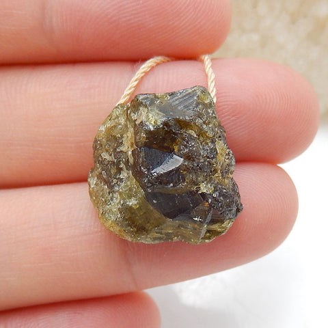 Natural Tourmaline Gemstone Pendant, Nugget Pendant, Tourmaline Pendant, 17x16x10mm, 5g - MyGemGarden