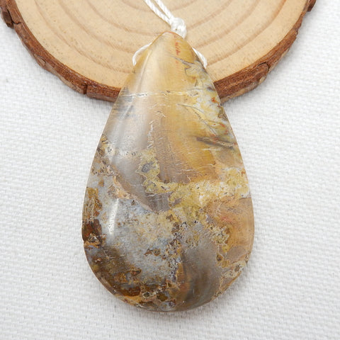 Natural Ocean Jasper Drilled Teardrop Gemstone Pendant Bead, 52x31x8mm, 20.3g - MyGemGarden