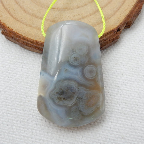 Natural Ocean Jasper Drilled Pendant Bead, 35x23x9mm, 12.4g - MyGemGarden