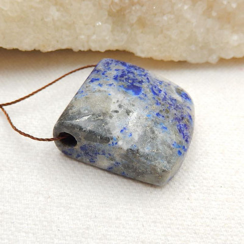 Natural Lapis Lazuli Drilled Gemstone Pendant Bead, 29x26x12mm, 19.3g - MyGemGarden