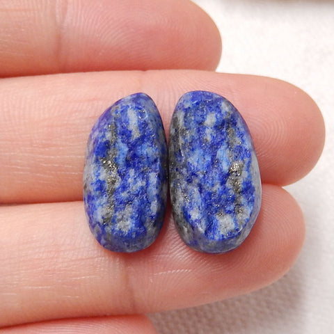 Natural Lapis Lazuli Gemstone Cabochon Pair, 18x10x5mm, 3.5g - MyGemGarden