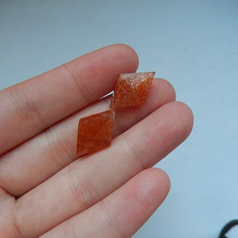 Hot Fashion Sunstone Gemstone Faceted Cabochon Pairs,18x12x7mm,2.7g - MyGemGarden